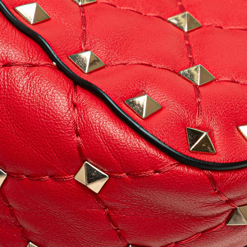 Valentino B Valentino Red Nappa Leather Leather Nappa Rockstud Spike Vertical Satchel Italy