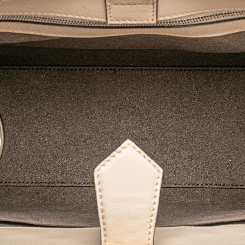 Fendi B Fendi Brown Light Beige Calf Leather Small Bicolor skin Whipstitch Runway Satchel Italy