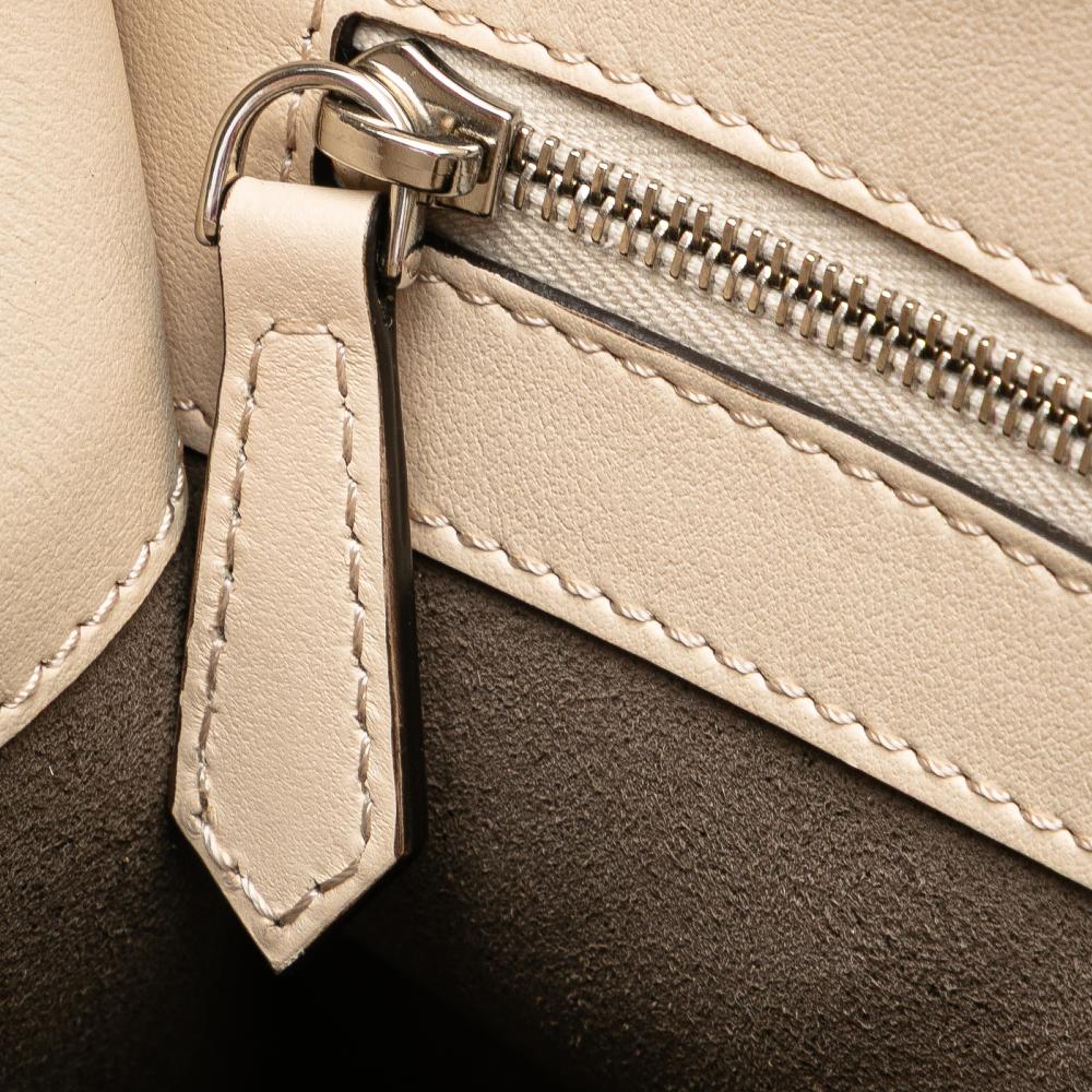 Fendi B Fendi Brown Light Beige Calf Leather Small Bicolor skin Whipstitch Runway Satchel Italy