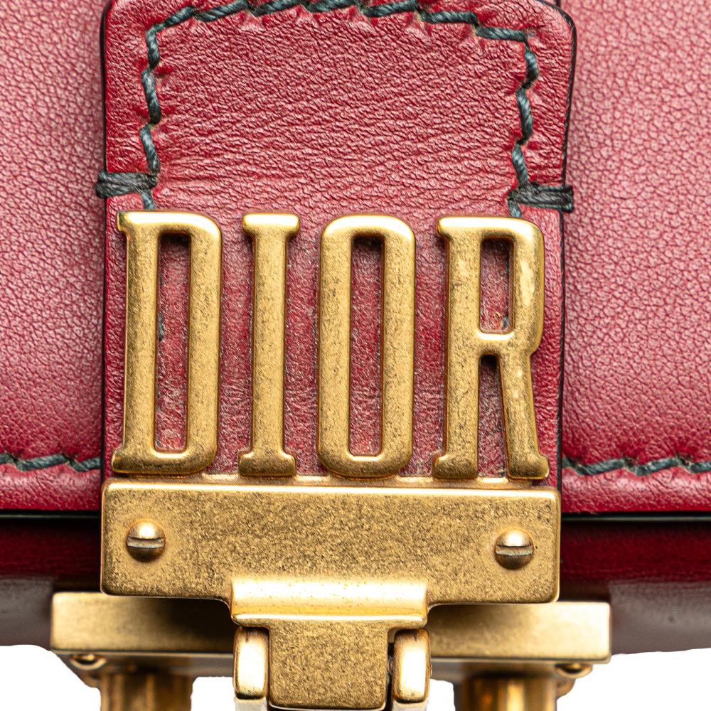 Christian Dior B Dior Red Lambskin Leather Leather Lambskin Dioraddict Lockbox Crossbody Italy
