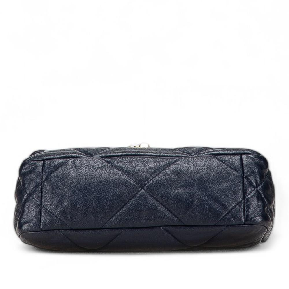 Chanel AB Chanel Blue Dark Blue Lambskin Leather Leather Medium Lambskin 19 Flap Italy