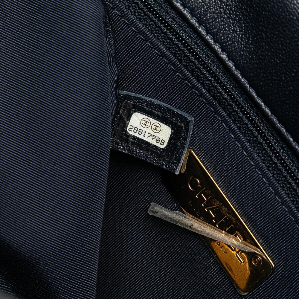 Chanel AB Chanel Blue Dark Blue Lambskin Leather Leather Medium Lambskin 19 Flap Italy