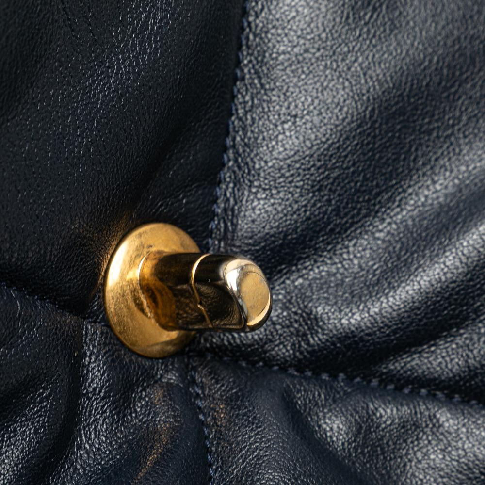 Chanel AB Chanel Blue Dark Blue Lambskin Leather Leather Medium Lambskin 19 Flap Italy