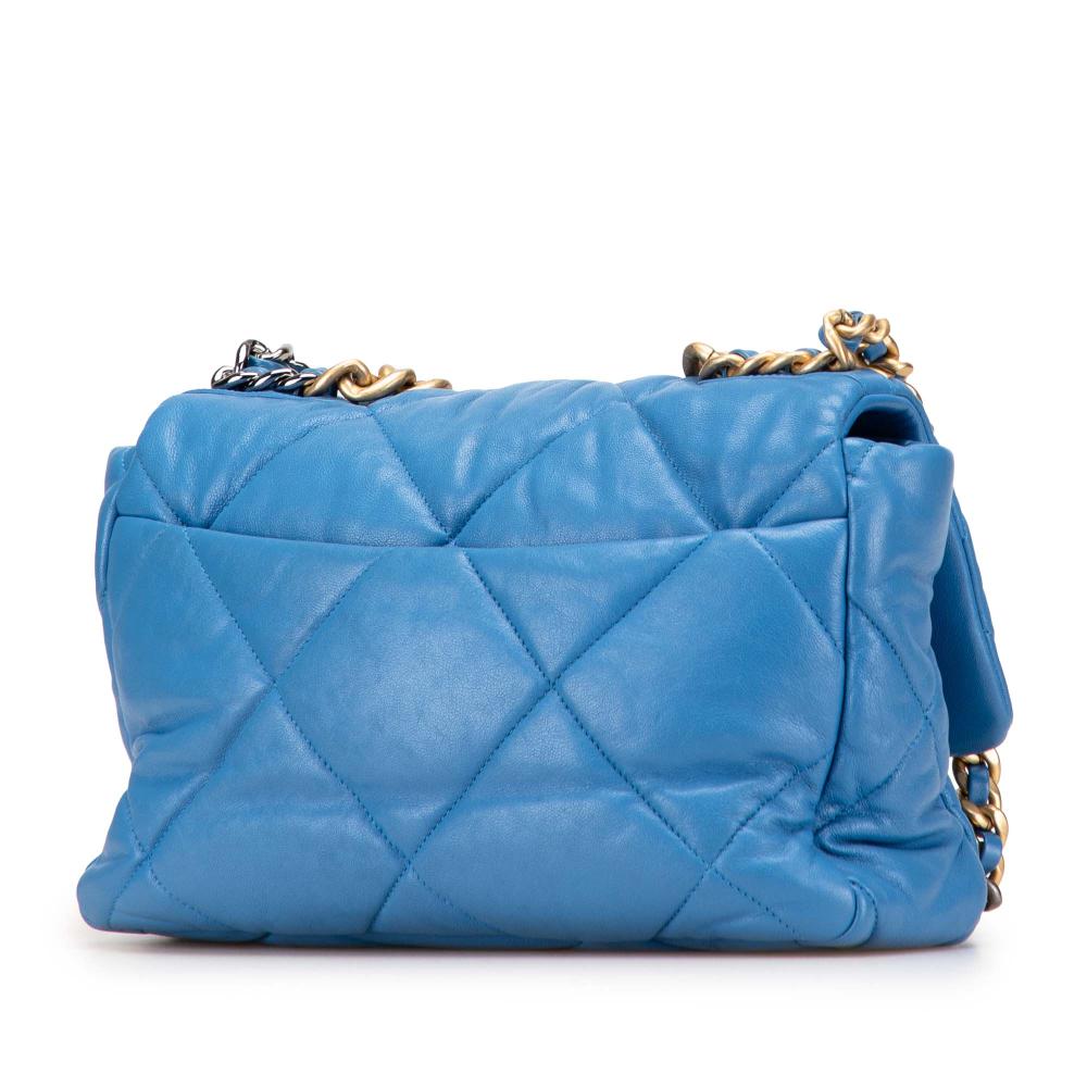 Chanel B Chanel Blue Lambskin Leather Leather Large Lambskin 19 Flap Italy