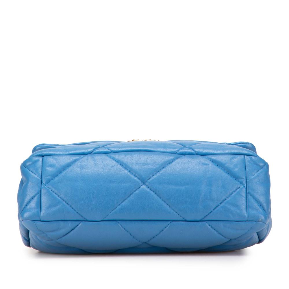 Chanel B Chanel Blue Lambskin Leather Leather Large Lambskin 19 Flap Italy