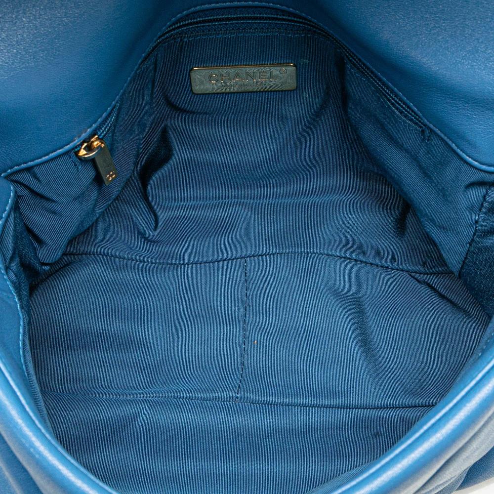 Chanel B Chanel Blue Lambskin Leather Leather Large Lambskin 19 Flap Italy