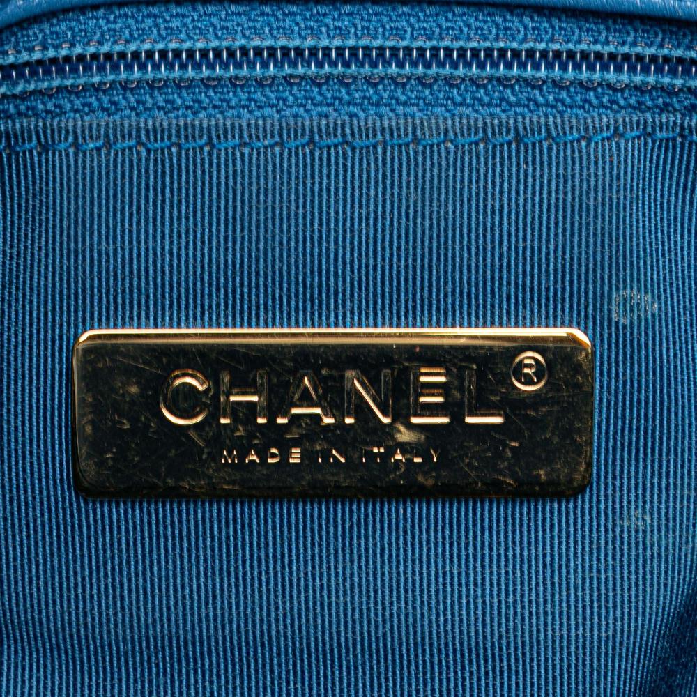 Chanel B Chanel Blue Lambskin Leather Leather Large Lambskin 19 Flap Italy