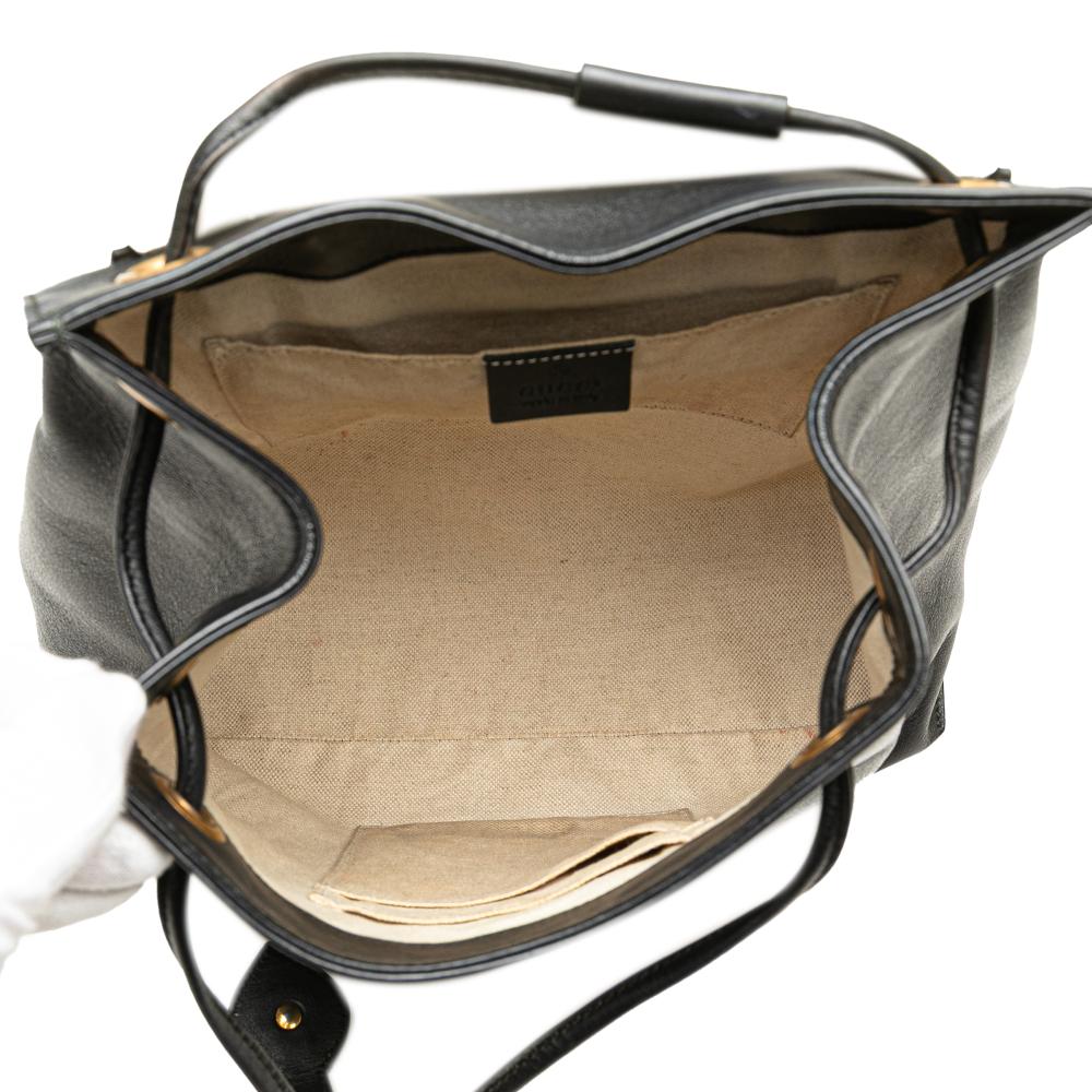 Gucci B Gucci Black with White Calf Leather Studded Animalier Malin Backpack Italy