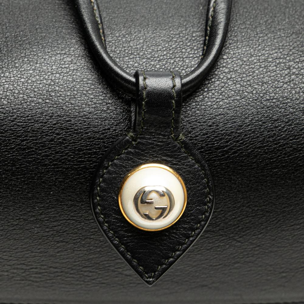 Gucci B Gucci Black with White Calf Leather Studded Animalier Malin Backpack Italy