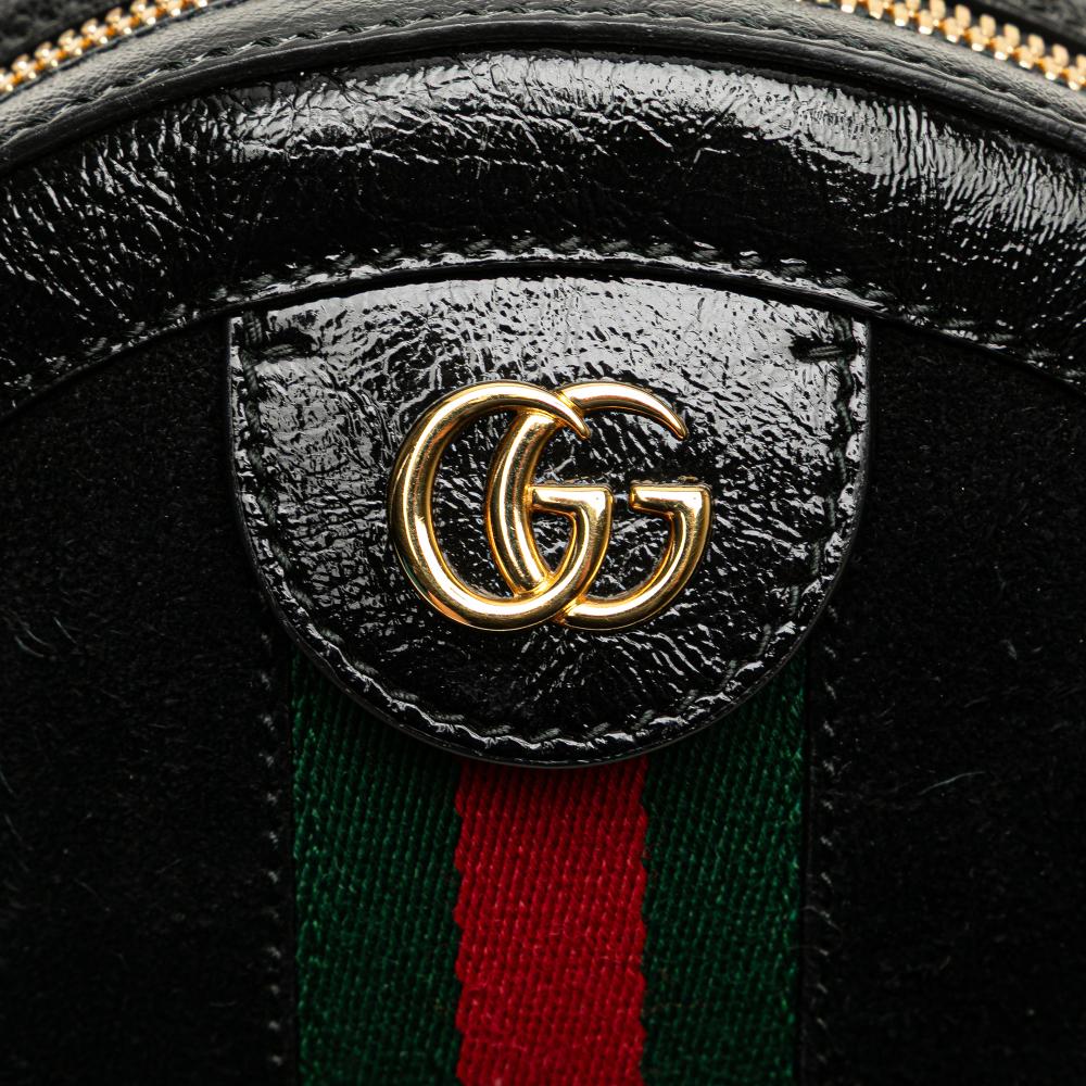 Gucci B Gucci Black Suede Leather Mini Ophidia Round Crossbody Italy