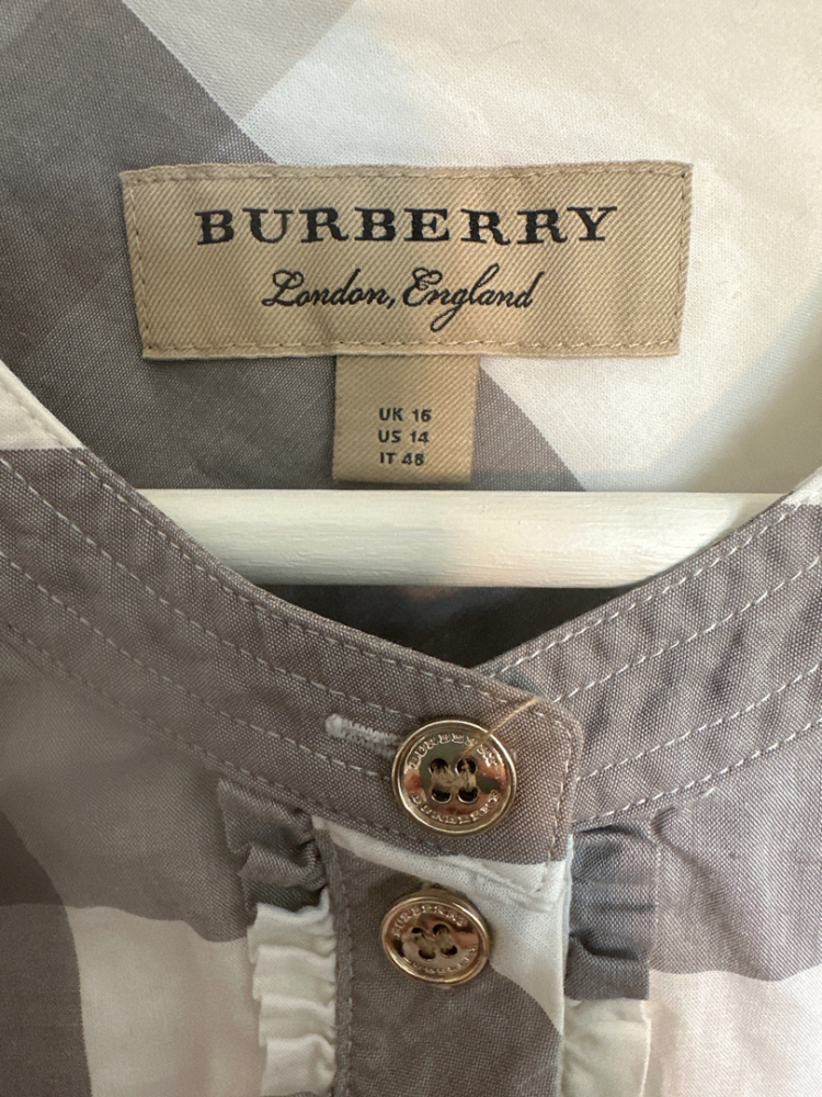 Burberry Graue und weiße Burberry-Bluse