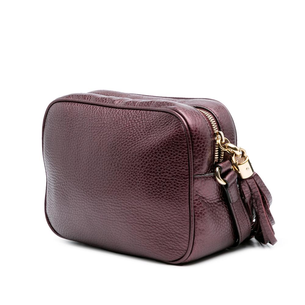 Gucci AB Gucci Red Burgundy Calf Leather Metallic Soho Disco Crossbody Italy