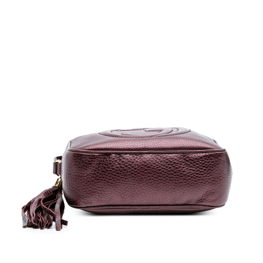 Gucci AB Gucci Red Burgundy Calf Leather Metallic Soho Disco Crossbody Italy