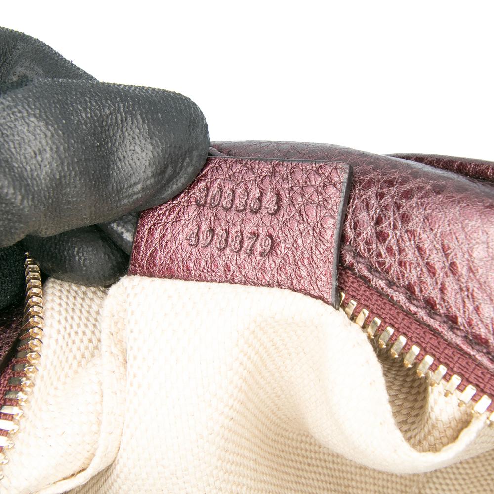 Gucci AB Gucci Red Burgundy Calf Leather Metallic Soho Disco Crossbody Italy