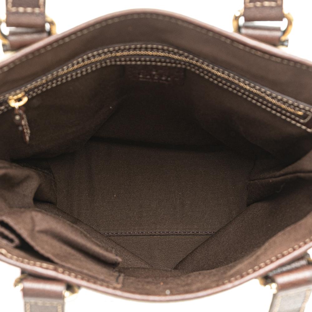 Gucci B Gucci Brown Beige Canvas Fabric GG Charmy Shoulder Bag Italy