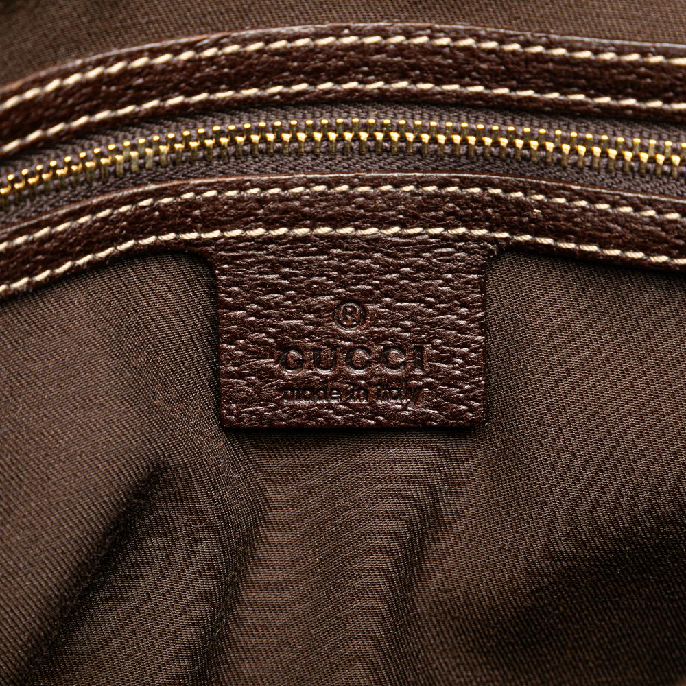 Gucci B Gucci Brown Beige Canvas Fabric GG Charmy Shoulder Bag Italy