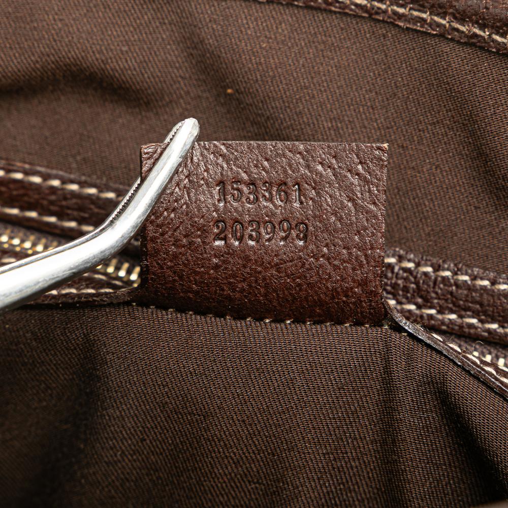 Gucci B Gucci Brown Beige Canvas Fabric GG Charmy Shoulder Bag Italy