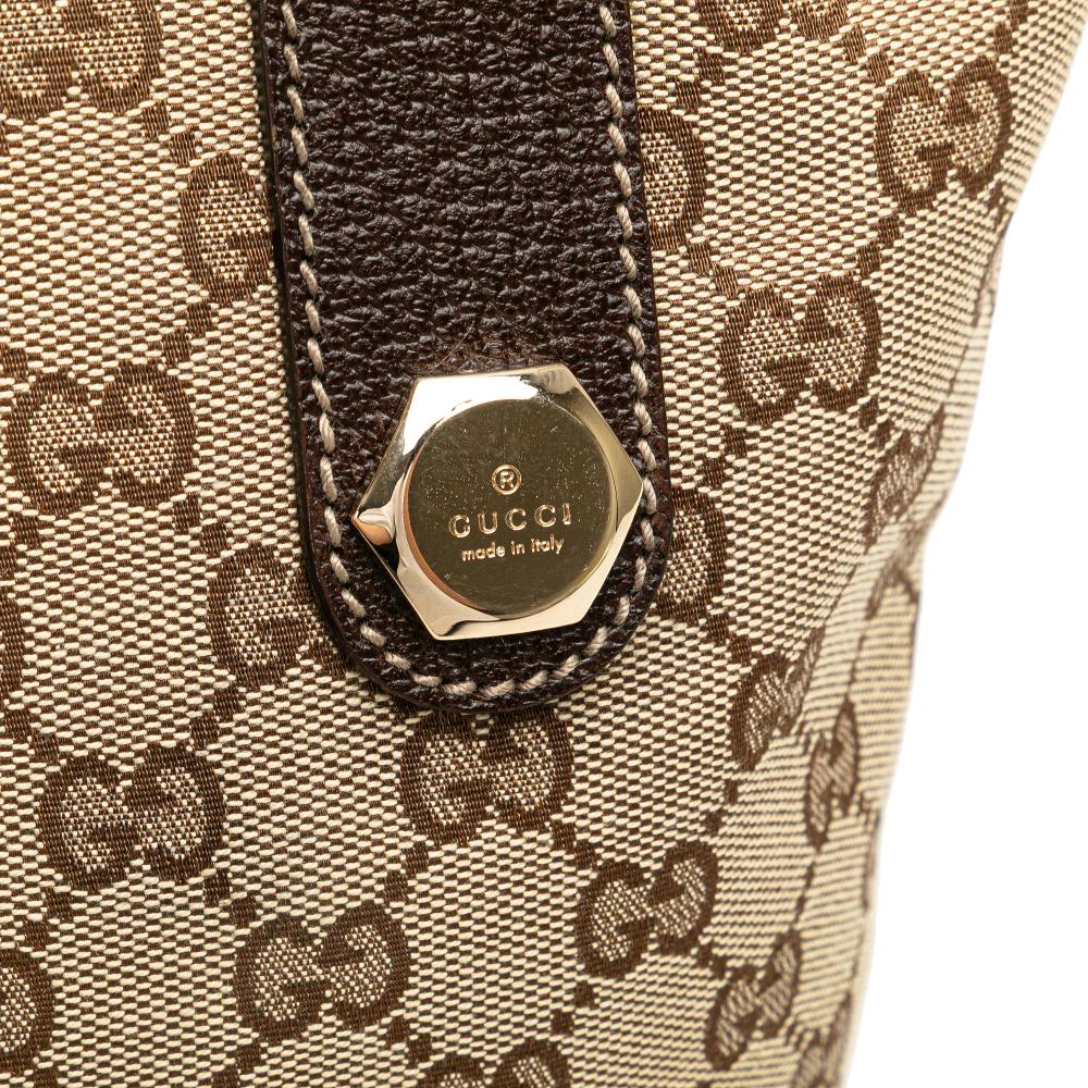 Gucci B Gucci Brown Beige Canvas Fabric GG Charmy Shoulder Bag Italy