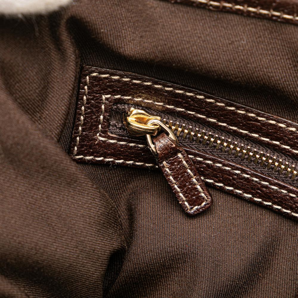 Gucci B Gucci Brown Beige Canvas Fabric GG Charmy Shoulder Bag Italy