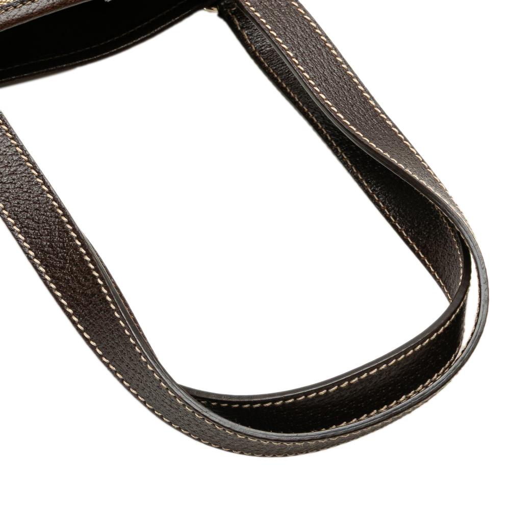 Gucci B Gucci Brown Beige Canvas Fabric GG Charmy Shoulder Bag Italy