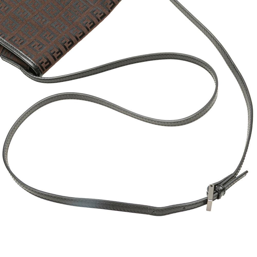 Fendi B Fendi Brown Dark Brown Canvas Fabric Zucchino Crossbody Italy