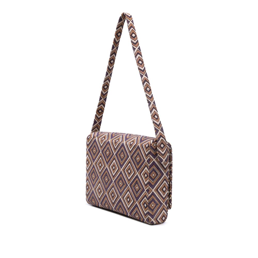 Prada AB Prada Brown Canvas Fabric Geometric Shoulder Bag Italy