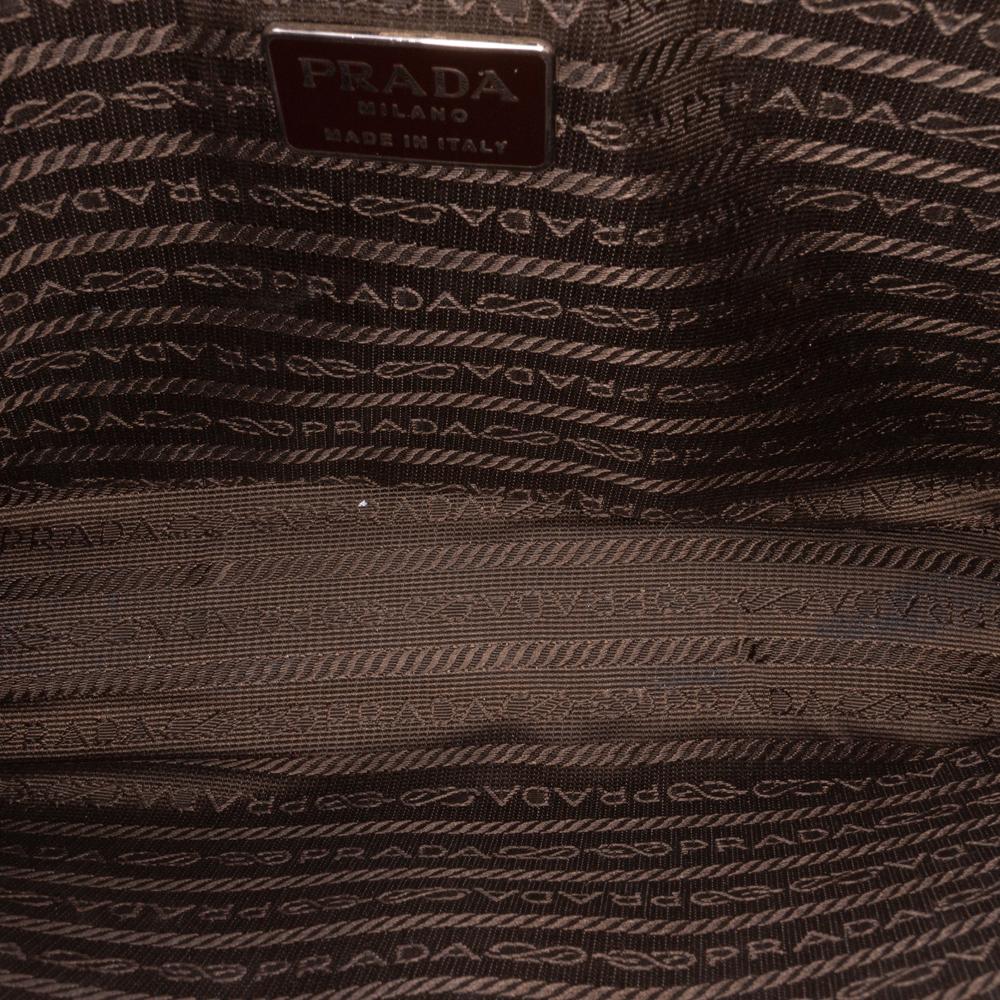 Prada AB Prada Brown Canvas Fabric Geometric Shoulder Bag Italy