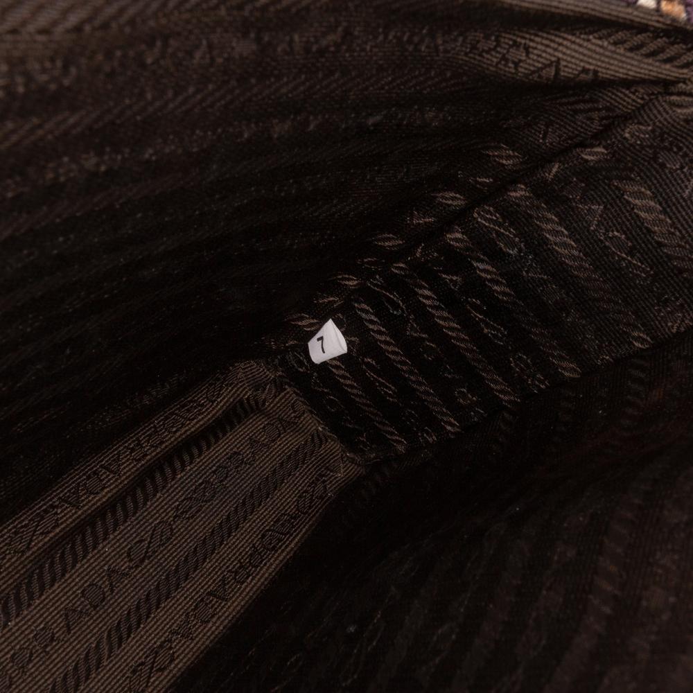 Prada AB Prada Brown Canvas Fabric Geometric Shoulder Bag Italy