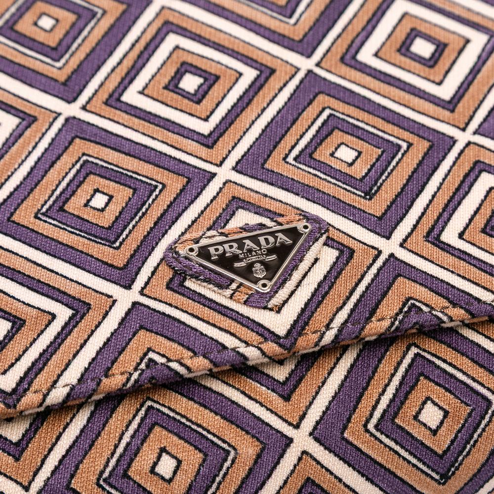 Prada AB Prada Brown Canvas Fabric Geometric Shoulder Bag Italy