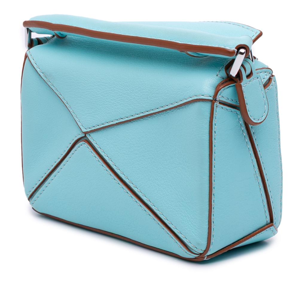 Loewe AB LOEWE Blue Turquoise Calf Leather Nano skin Puzzle Satchel Spain