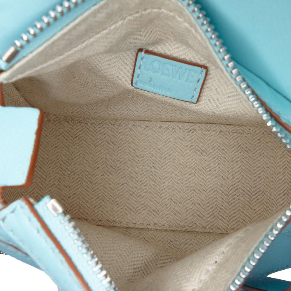 Loewe AB LOEWE Blue Turquoise Calf Leather Nano skin Puzzle Satchel Spain