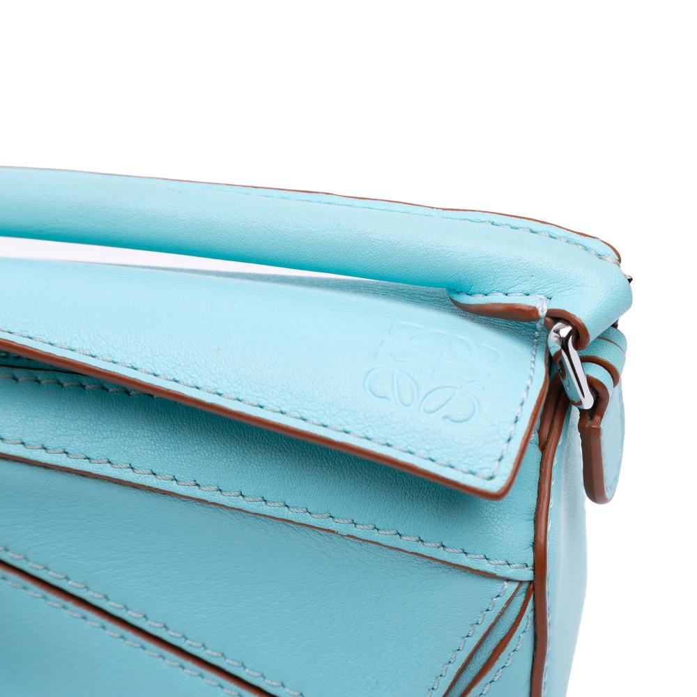 Loewe AB LOEWE Blue Turquoise Calf Leather Nano skin Puzzle Satchel Spain