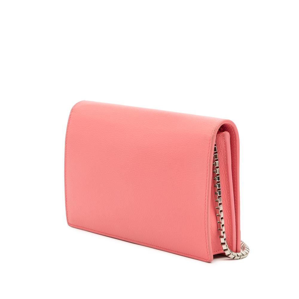Balenciaga B Balenciaga Pink Calf Leather Grained skin Motocross Classic Wallet on Chain Italy