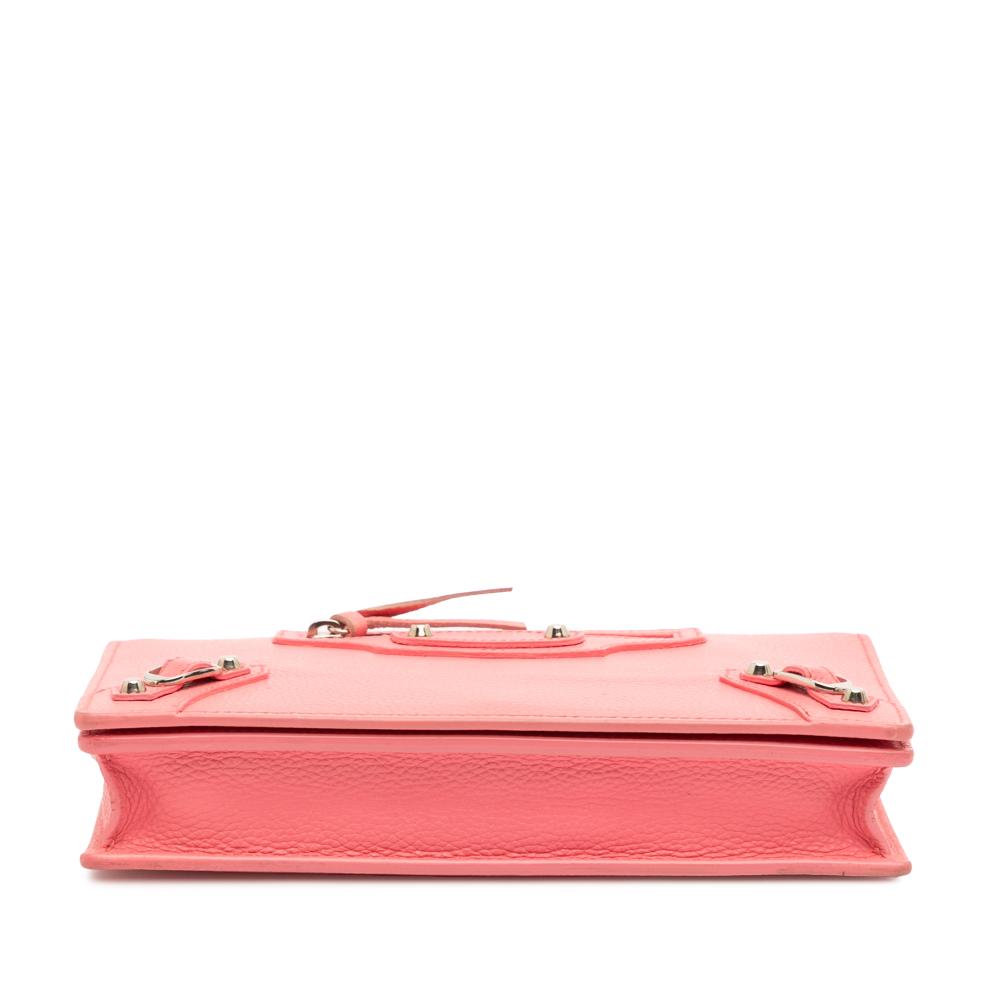 Balenciaga B Balenciaga Pink Calf Leather Grained skin Motocross Classic Wallet on Chain Italy
