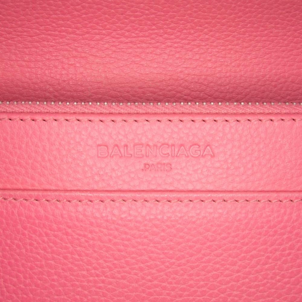 Balenciaga B Balenciaga Pink Calf Leather Grained skin Motocross Classic Wallet on Chain Italy