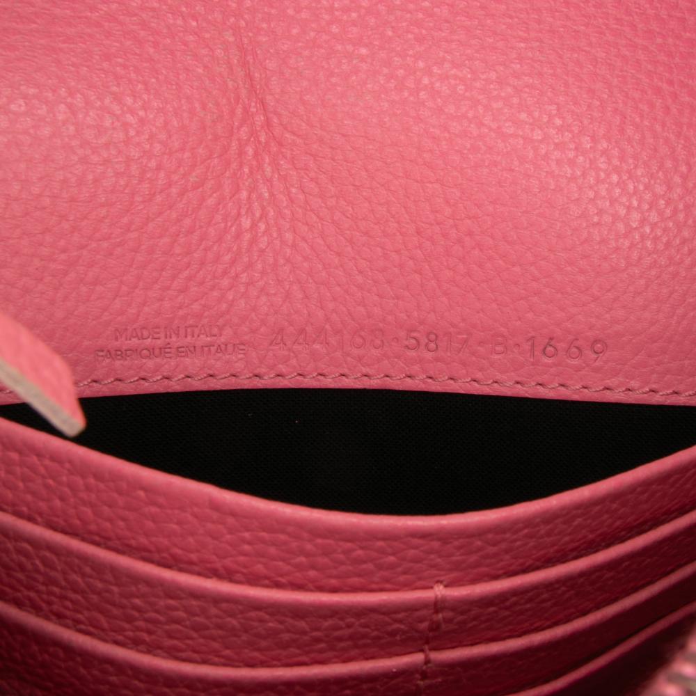 Balenciaga B Balenciaga Pink Calf Leather Grained skin Motocross Classic Wallet on Chain Italy