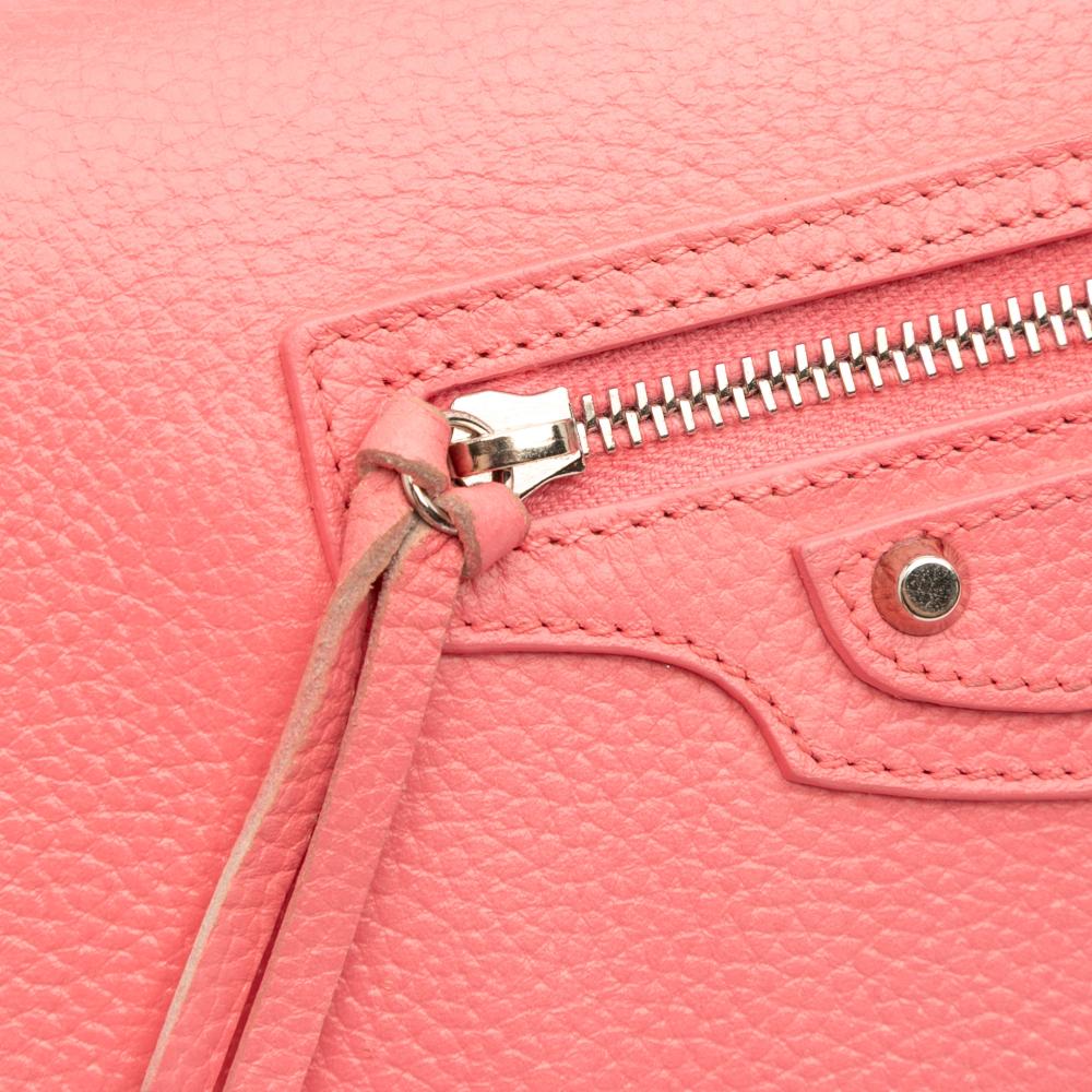 Balenciaga B Balenciaga Pink Calf Leather Grained skin Motocross Classic Wallet on Chain Italy