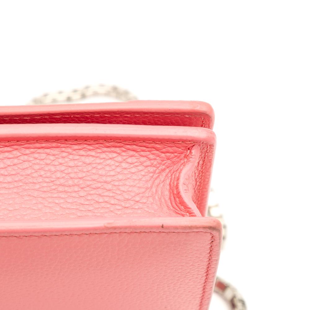 Balenciaga B Balenciaga Pink Calf Leather Grained skin Motocross Classic Wallet on Chain Italy