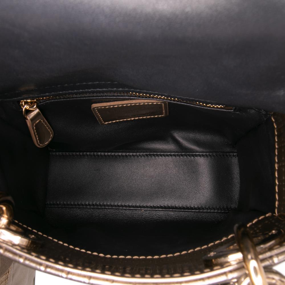 Christian Dior AB Dior Gold Light Gold Patent Leather Leather Mini Metallic Patent Microcannage Lady Dior Italy