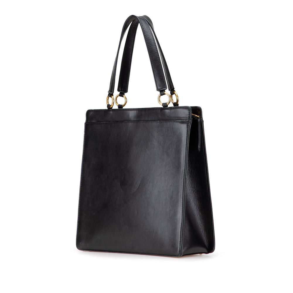 Chanel B Chanel Black Lambskin Leather Leather Lambskin Embroidered Logo Tote France