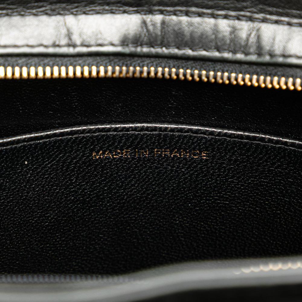 Chanel B Chanel Black Lambskin Leather Leather Lambskin Embroidered Logo Tote France