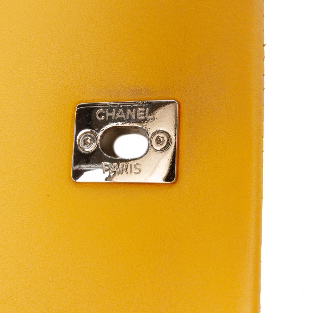 Chanel B Chanel Yellow Calf Leather Crumpled skin Bi Quilted Vintage Full Flap France