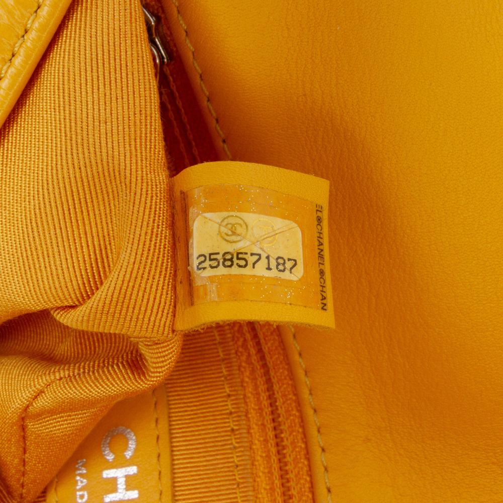 Chanel B Chanel Yellow Calf Leather Crumpled skin Bi Quilted Vintage Full Flap France