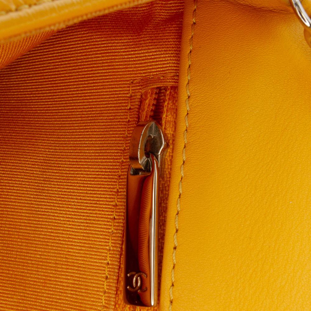 Chanel B Chanel Yellow Calf Leather Crumpled skin Bi Quilted Vintage Full Flap France