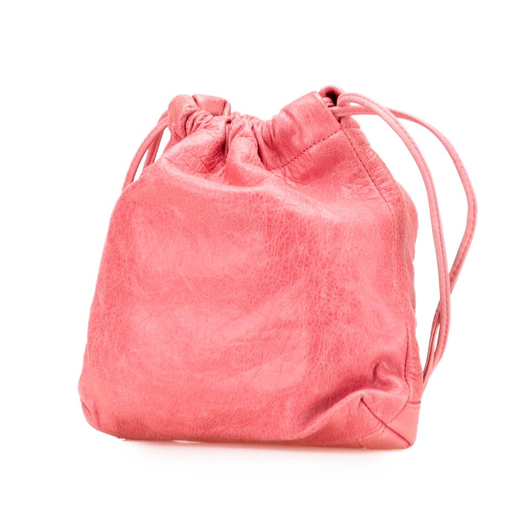 Balenciaga B Balenciaga Pink Lambskin Leather Leather Lambskin Motocross Move On Drawstring Pouch Italy