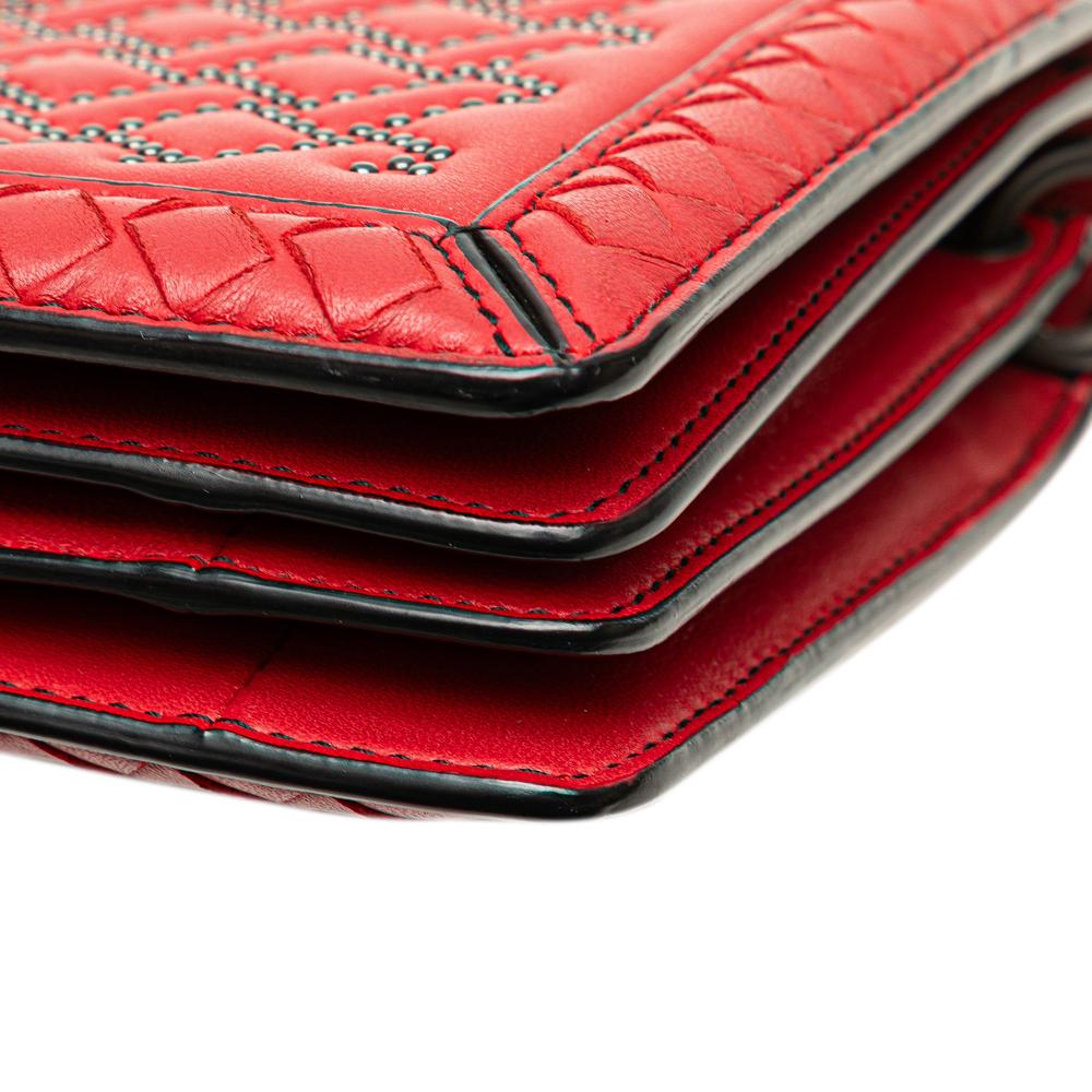 Bottega Veneta AB Bottega Veneta Red Nappa Leather Leather Nappa Intrecciato Microstud Montebello Crossbody Italy