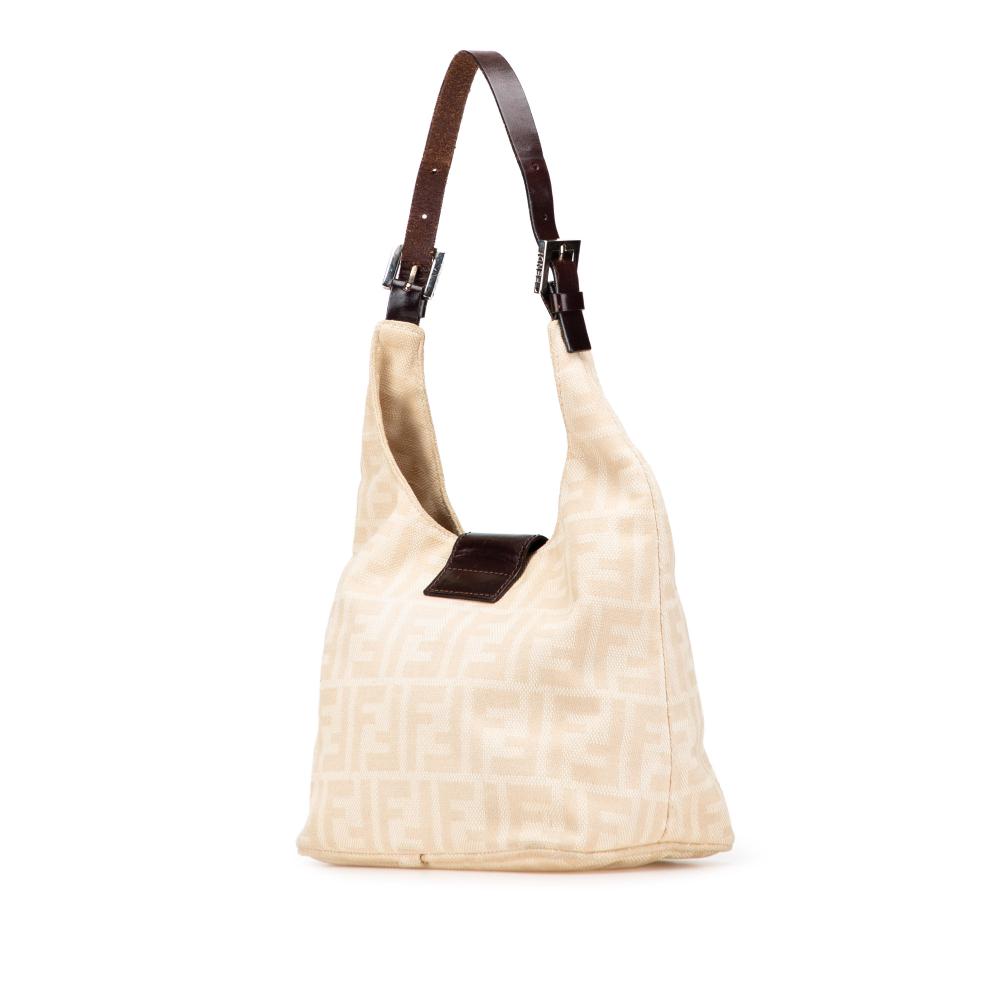 Fendi B Fendi Brown Beige Canvas Fabric Zucca Shoulder Bag Italy
