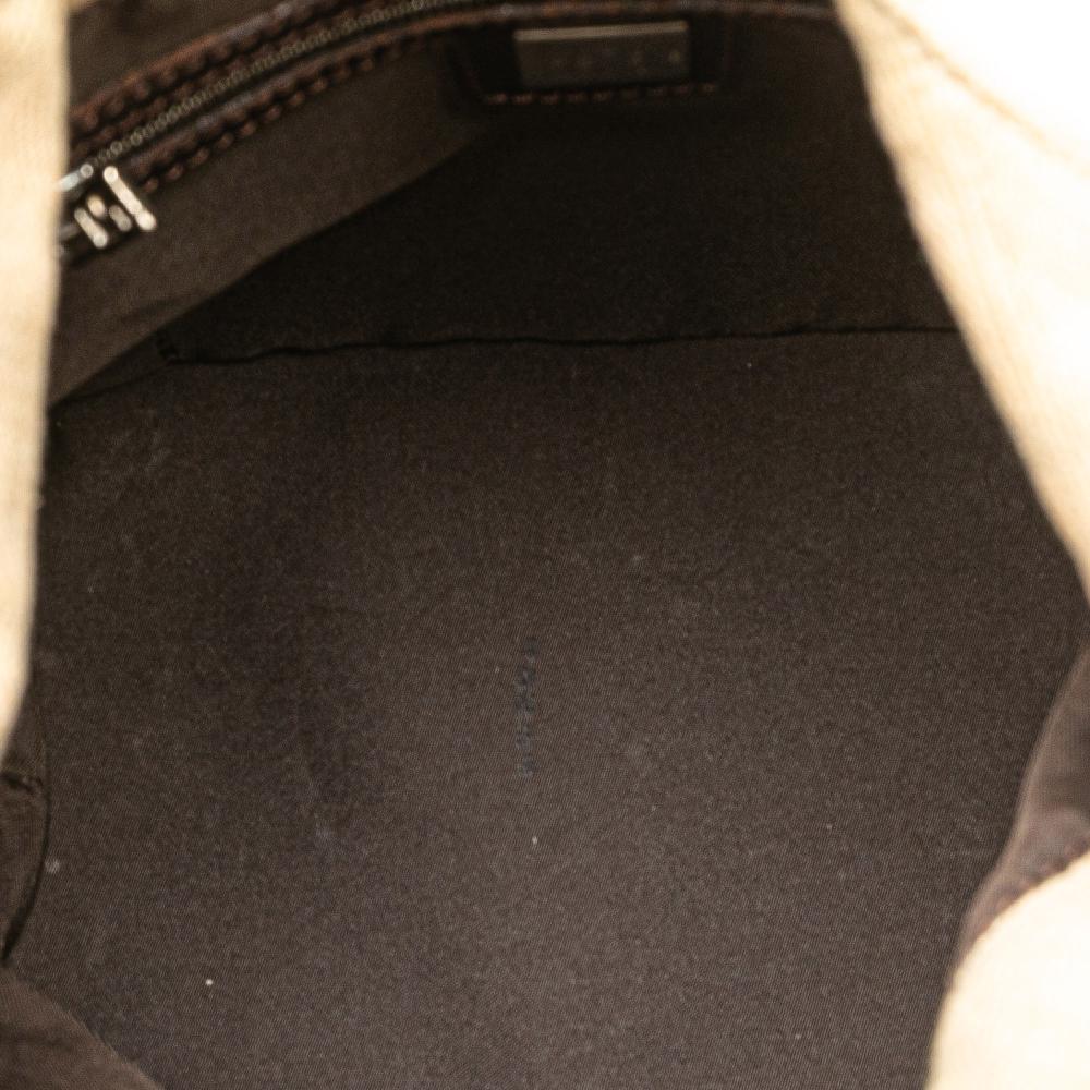 Fendi B Fendi Brown Beige Canvas Fabric Zucca Shoulder Bag Italy