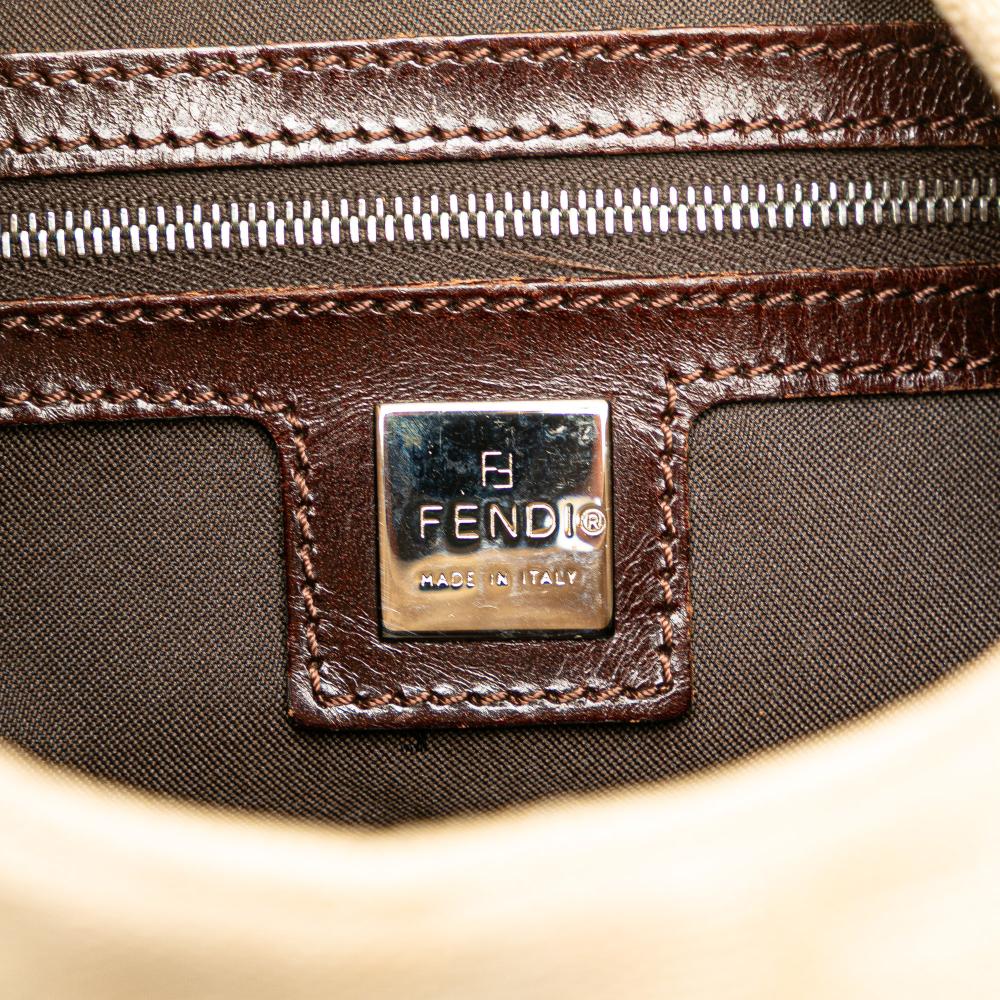 Fendi B Fendi Brown Beige Canvas Fabric Zucca Shoulder Bag Italy