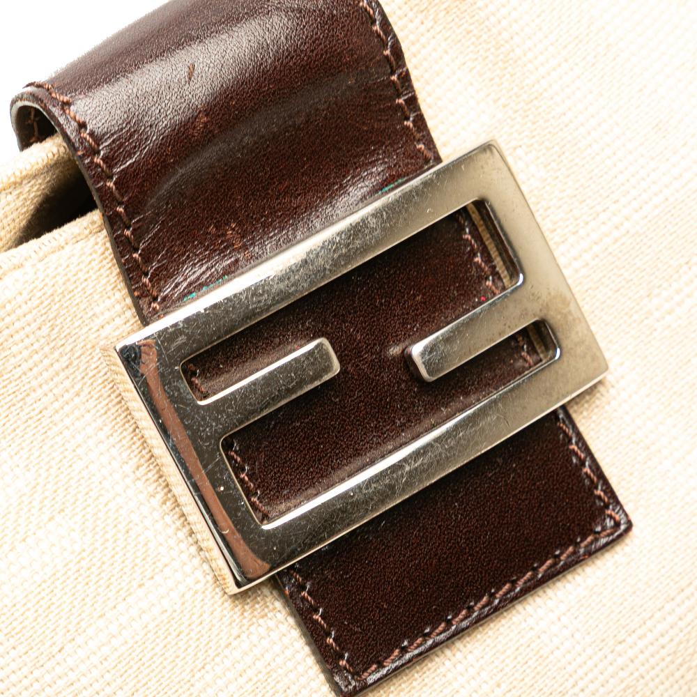 Fendi B Fendi Brown Beige Canvas Fabric Zucca Shoulder Bag Italy